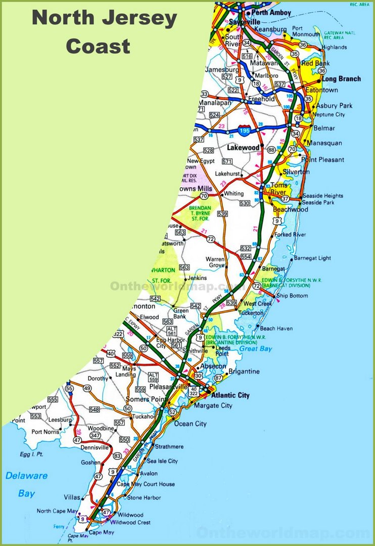 New Jersey coast map