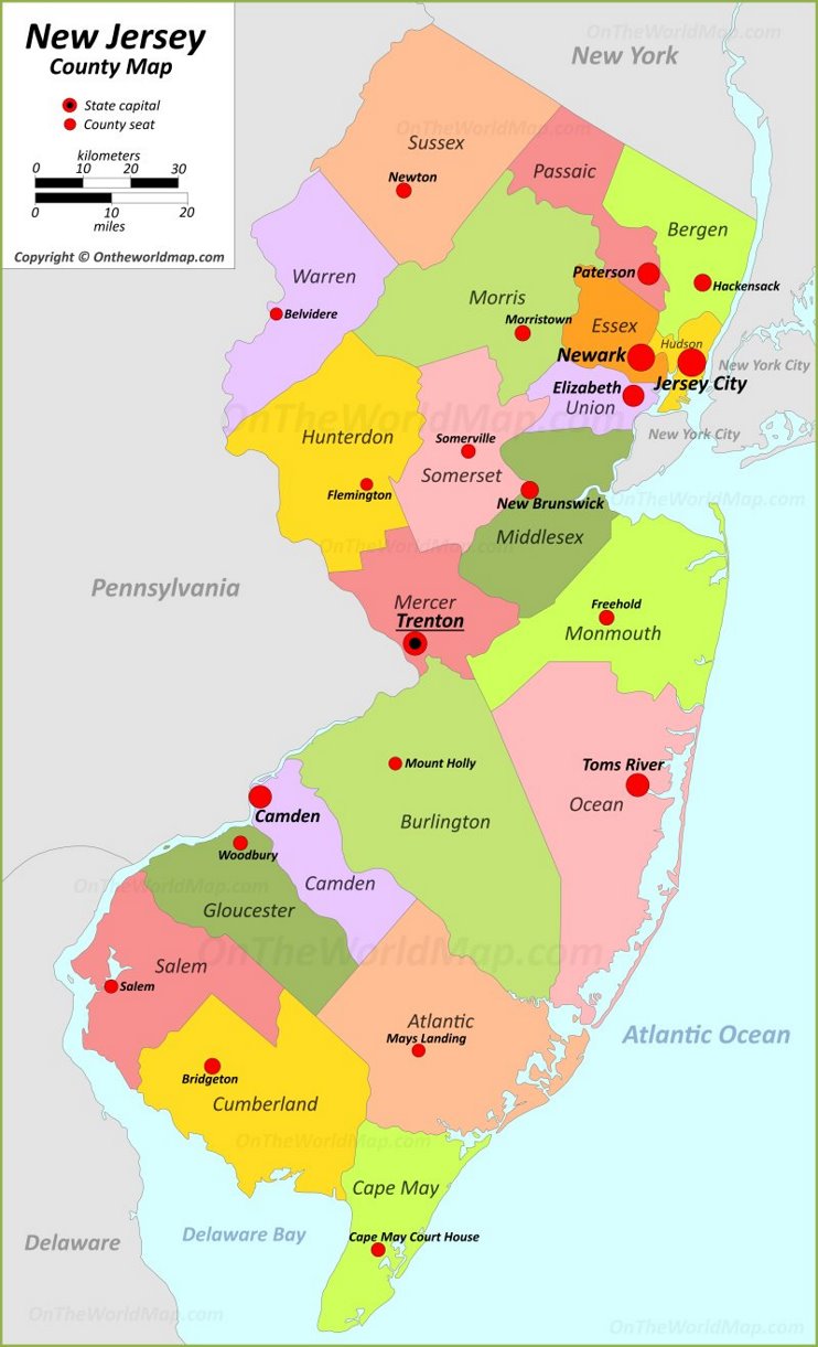 New Jersey County Map Of South Central