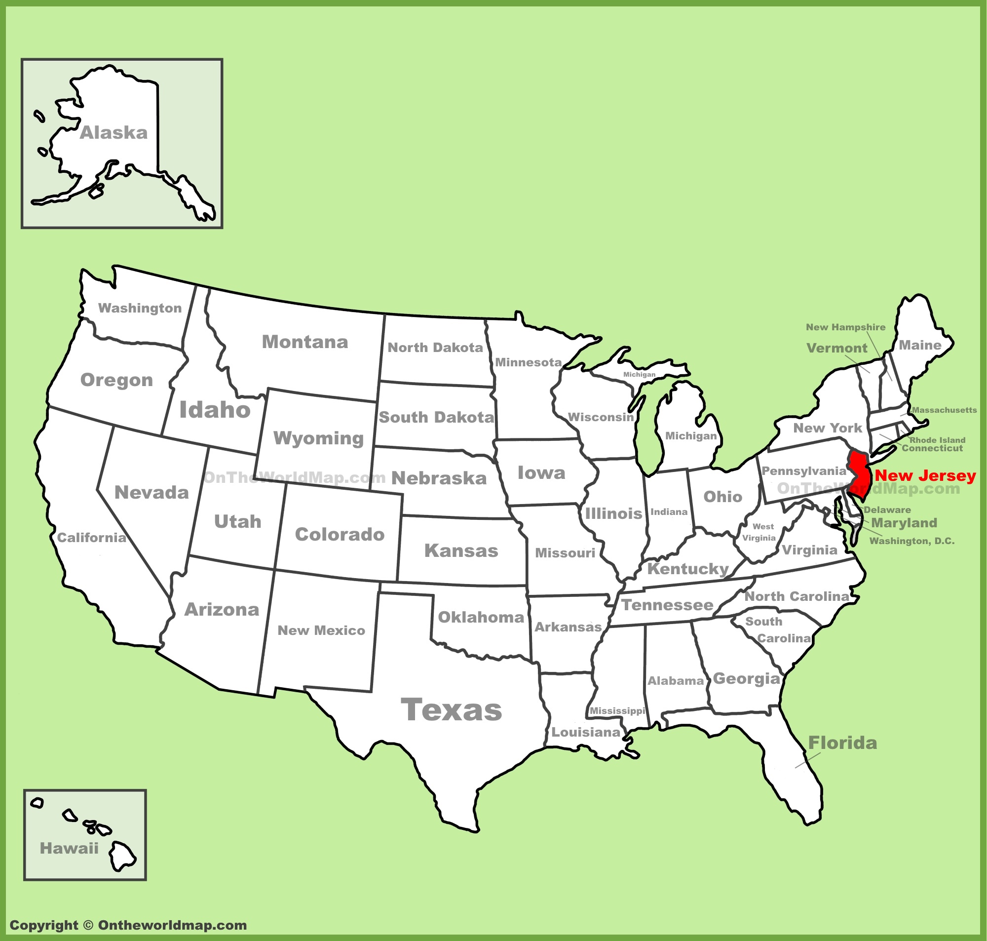 New Jersey Location On The Us Map 