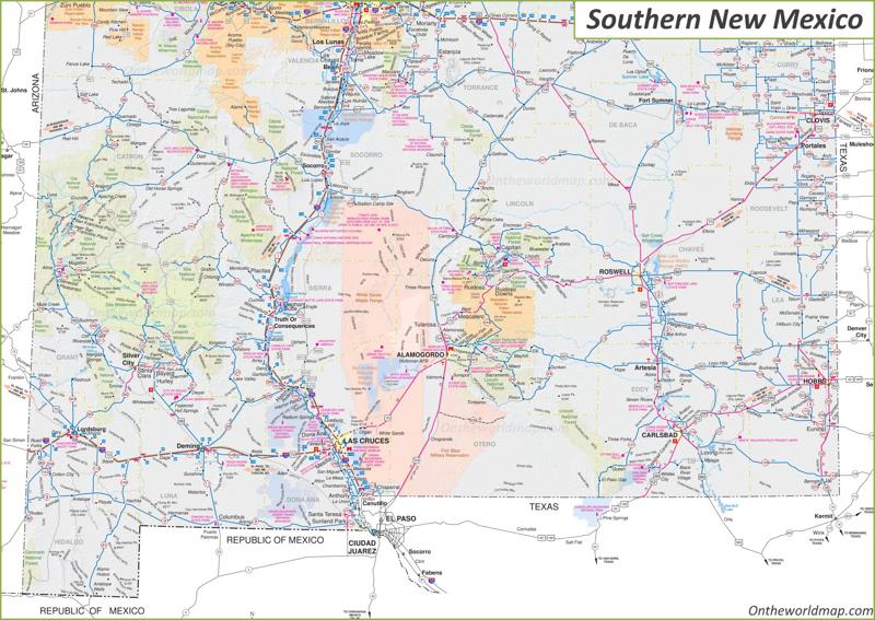 Map of Southern New Mexico
