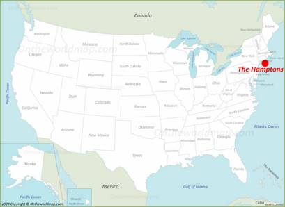 The Hamptons Location on the USA Map