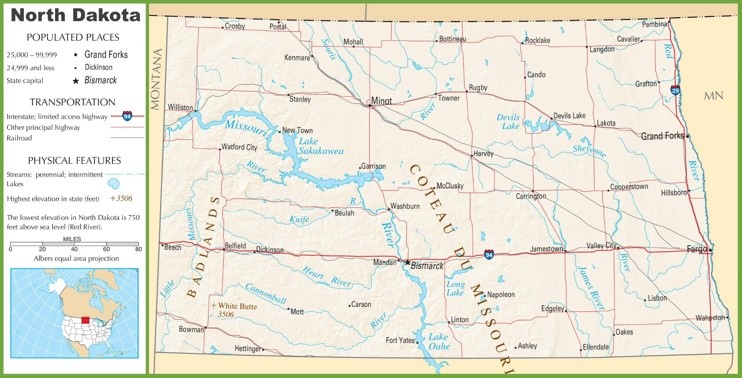 North Dakota highway map