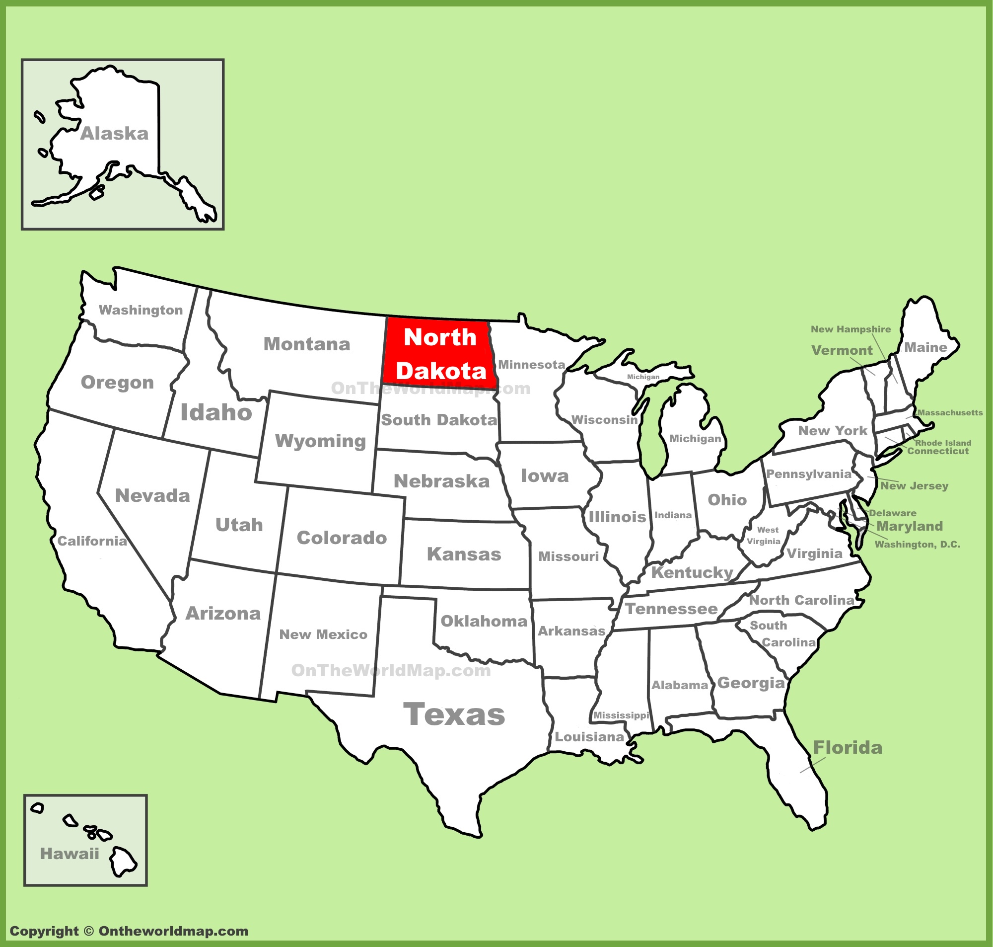 North Dakota Location On The Us Map 