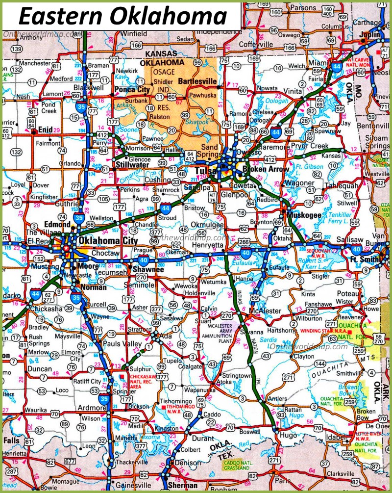 Map of Eastern Oklahoma