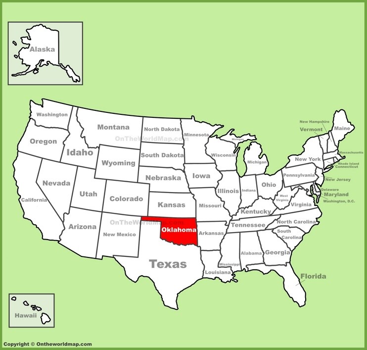 Oklahoma location on the U.S. Map