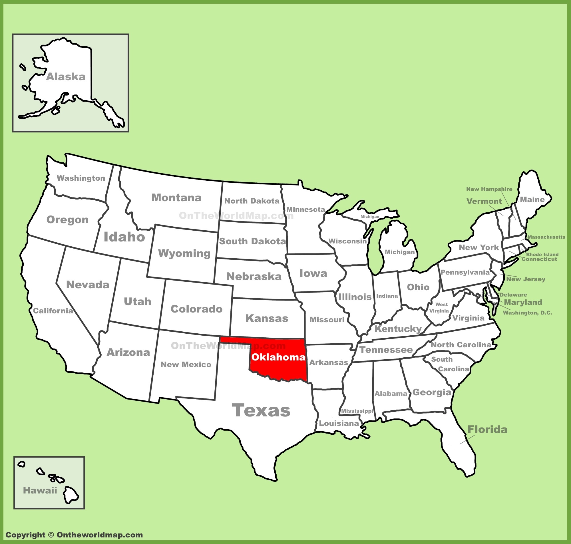 Oklahoma Location On The Us Map 