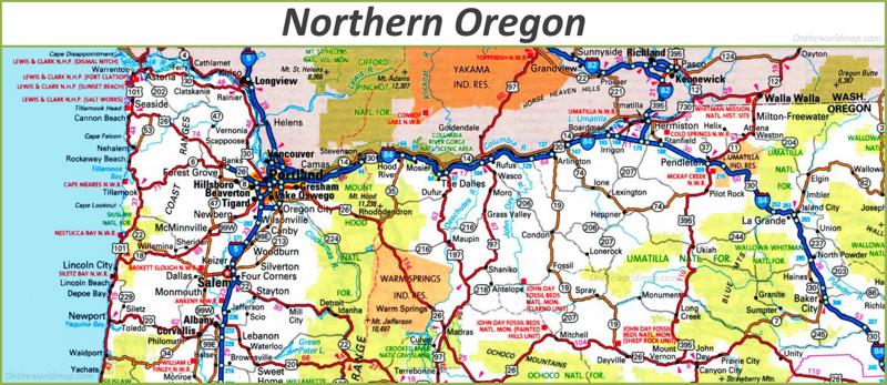 Map of Northern Oregon