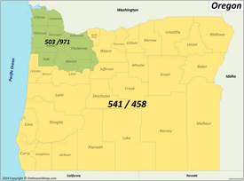 Oregon Area Codes Map