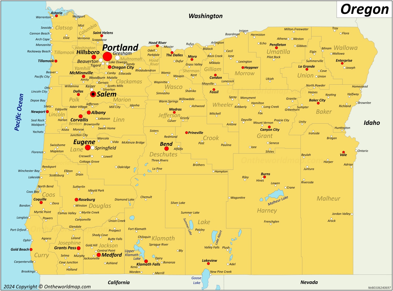 Oregon Cities Map - List of The 100 Largest Cities in Oregon by ...