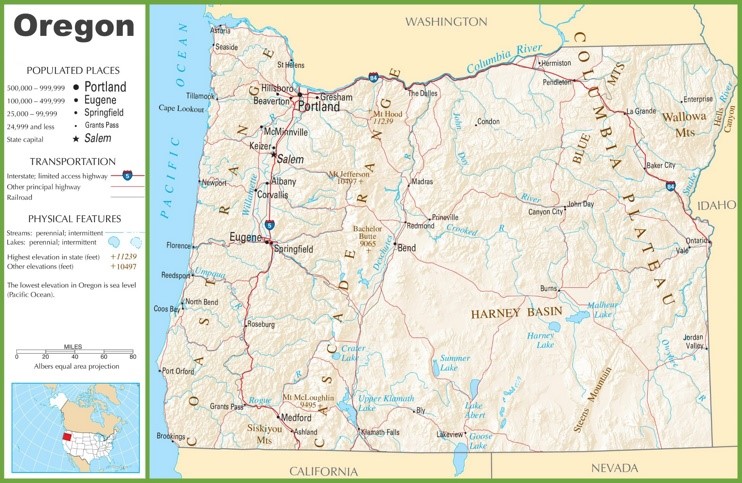 Oregon highway map