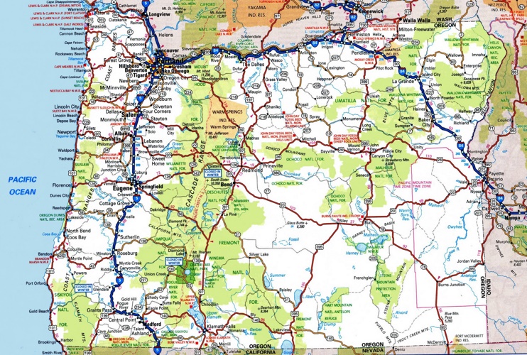 Oregon Road Map Ontheworldmap