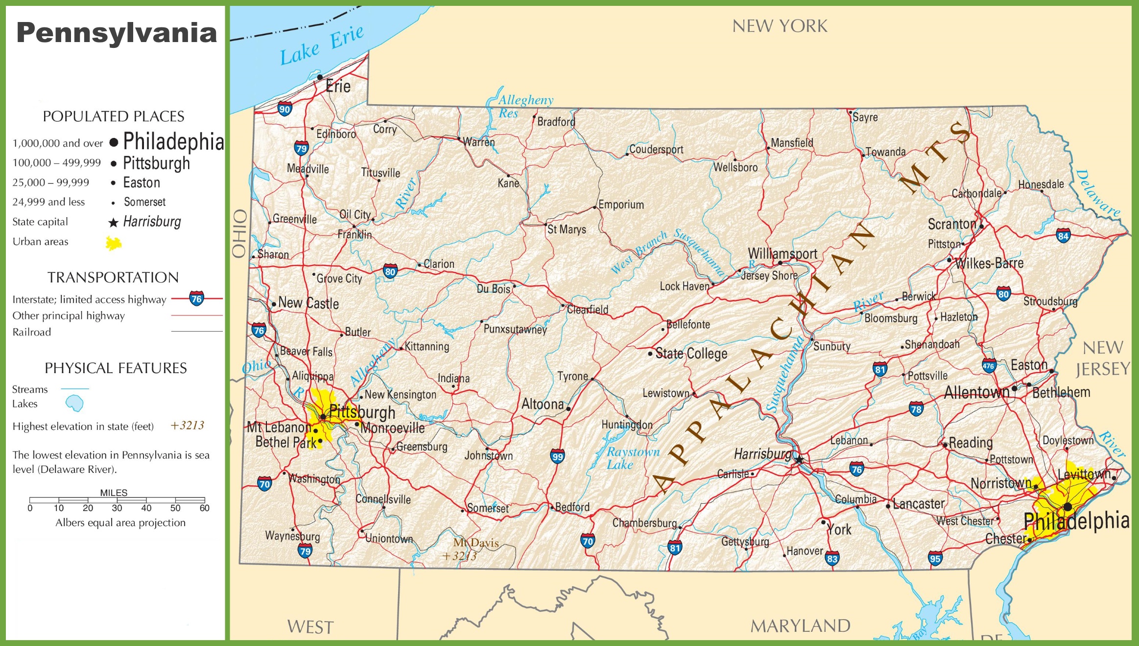 Highway Map Of Pennsylvania With Cities