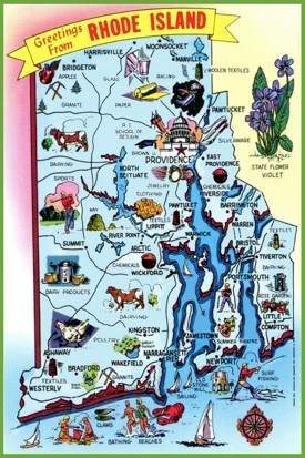 Pictorial travel map of Rhode Island