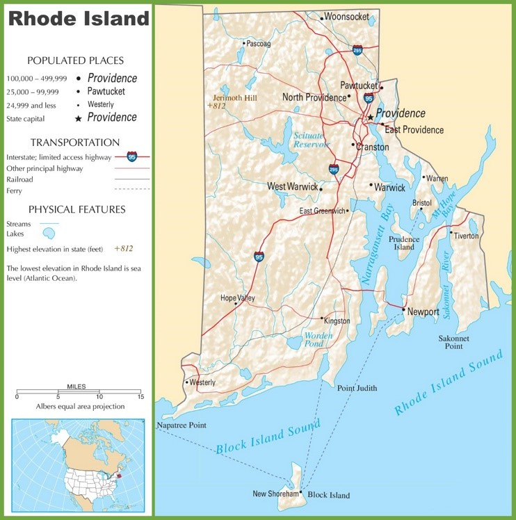 Rhode Island highway map