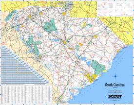 Large Detailed Tourist Map of South Carolina With Cities and Towns