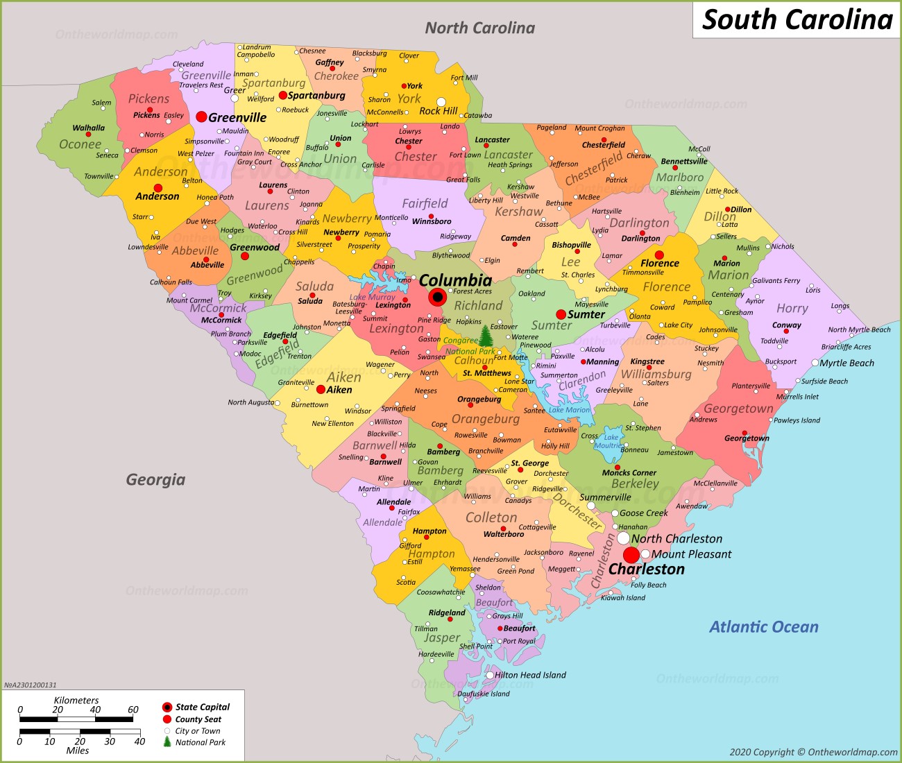 South Carolina State Map | USA | Maps of South Carolina (SC)