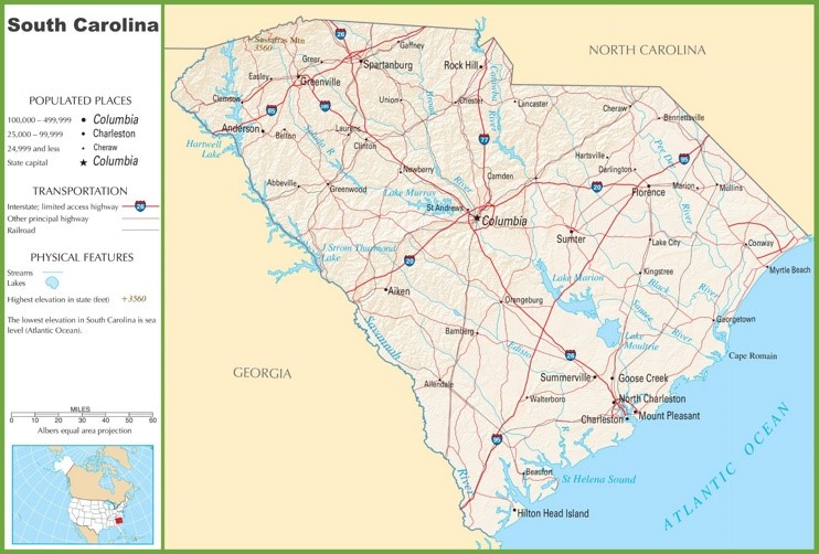 South Carolina highway map