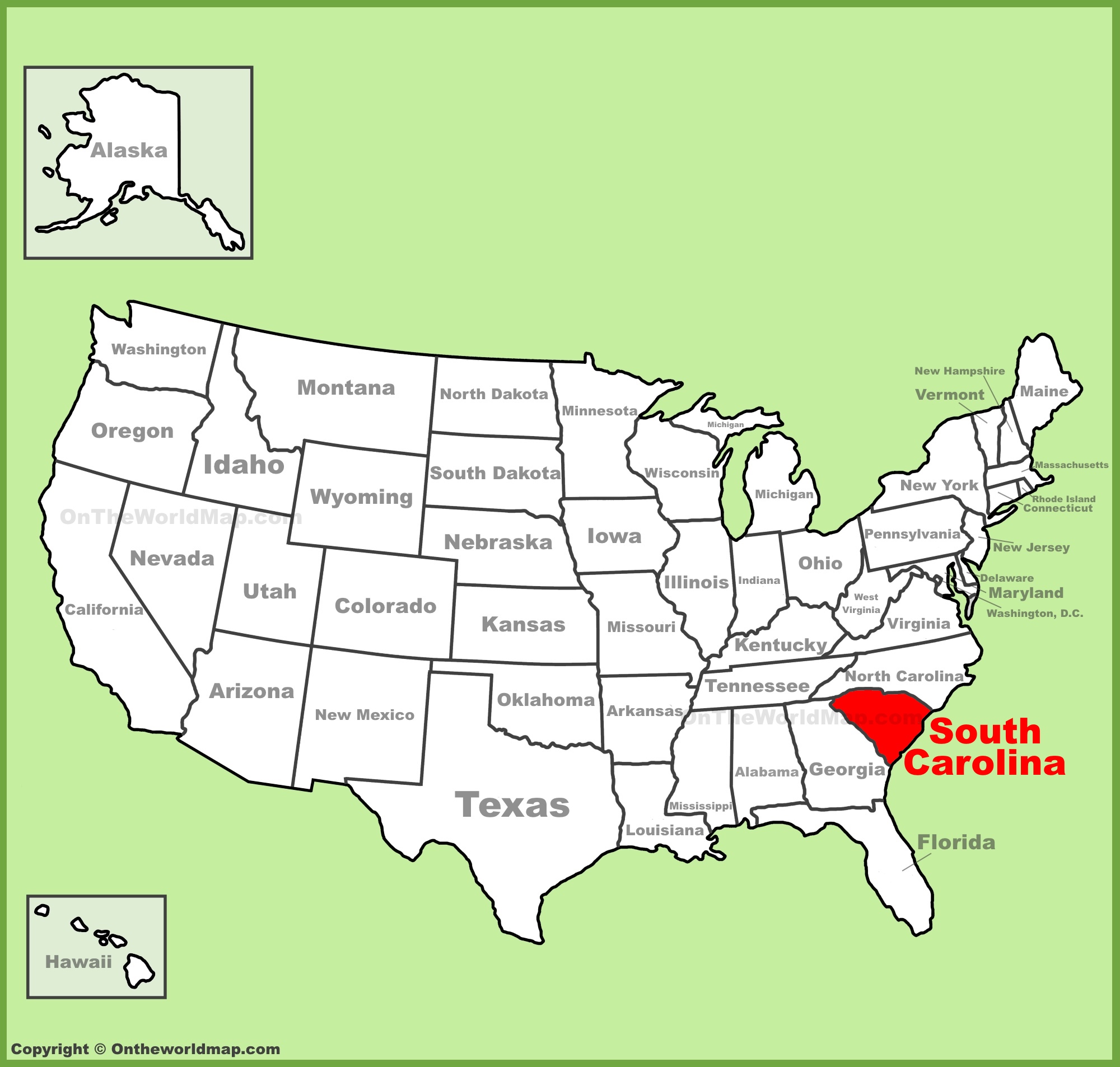 South Carolina location on the U.S. Map