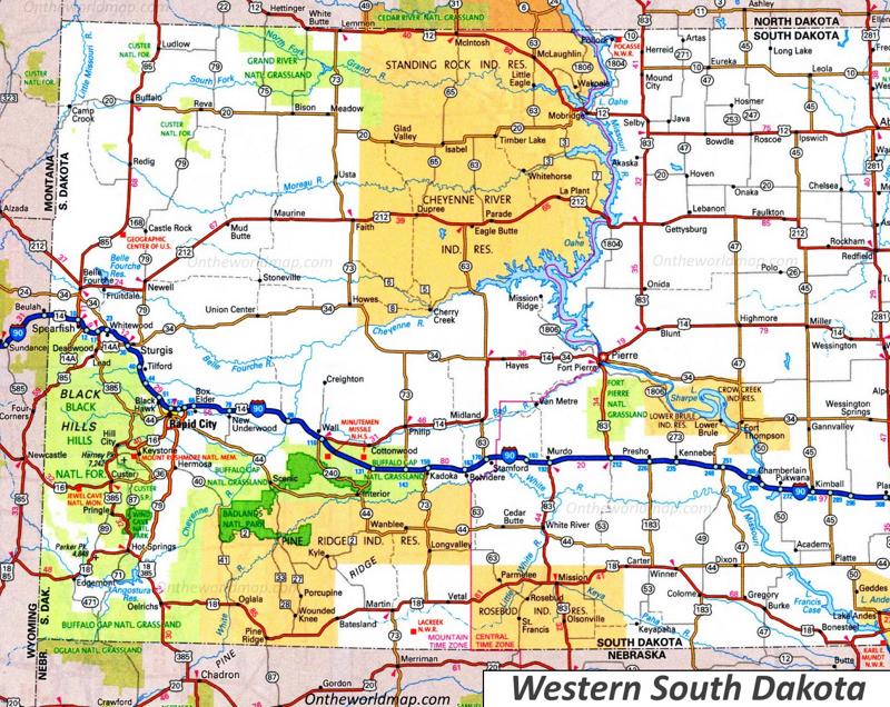 Map of Western South Dakota