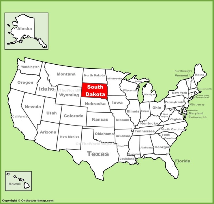 South Dakota location on the U.S. Map