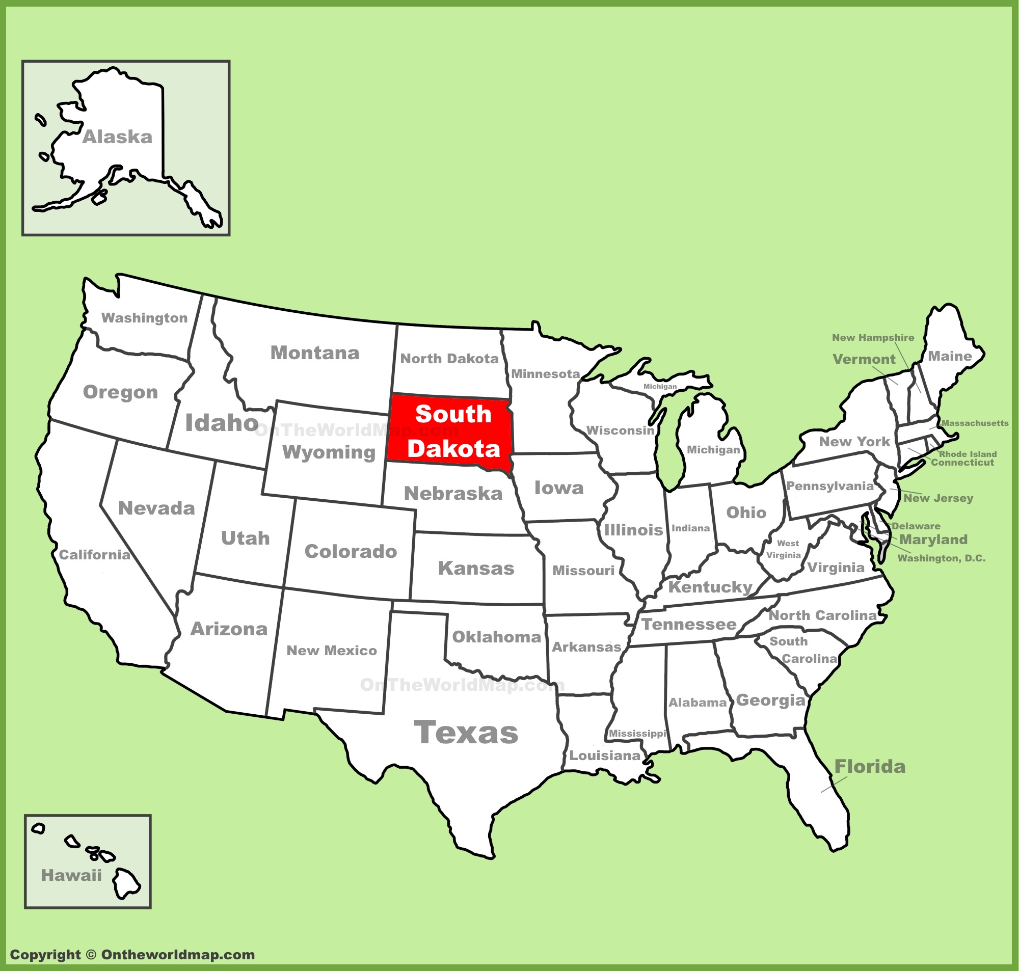 South Dakota United States Map