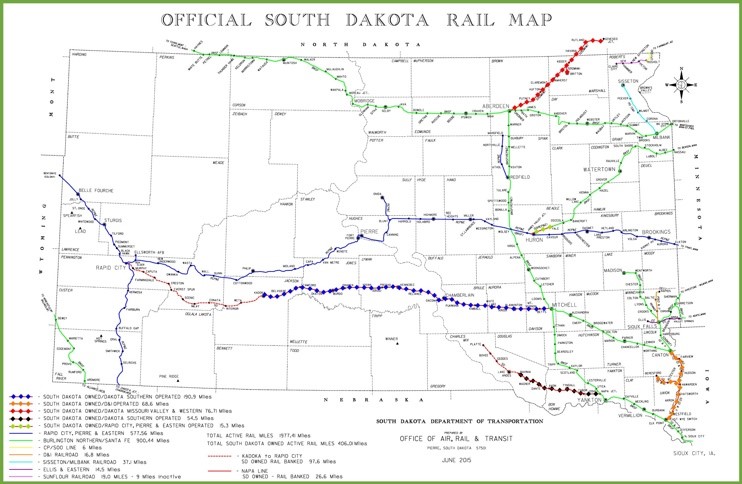 South Dakota rail map