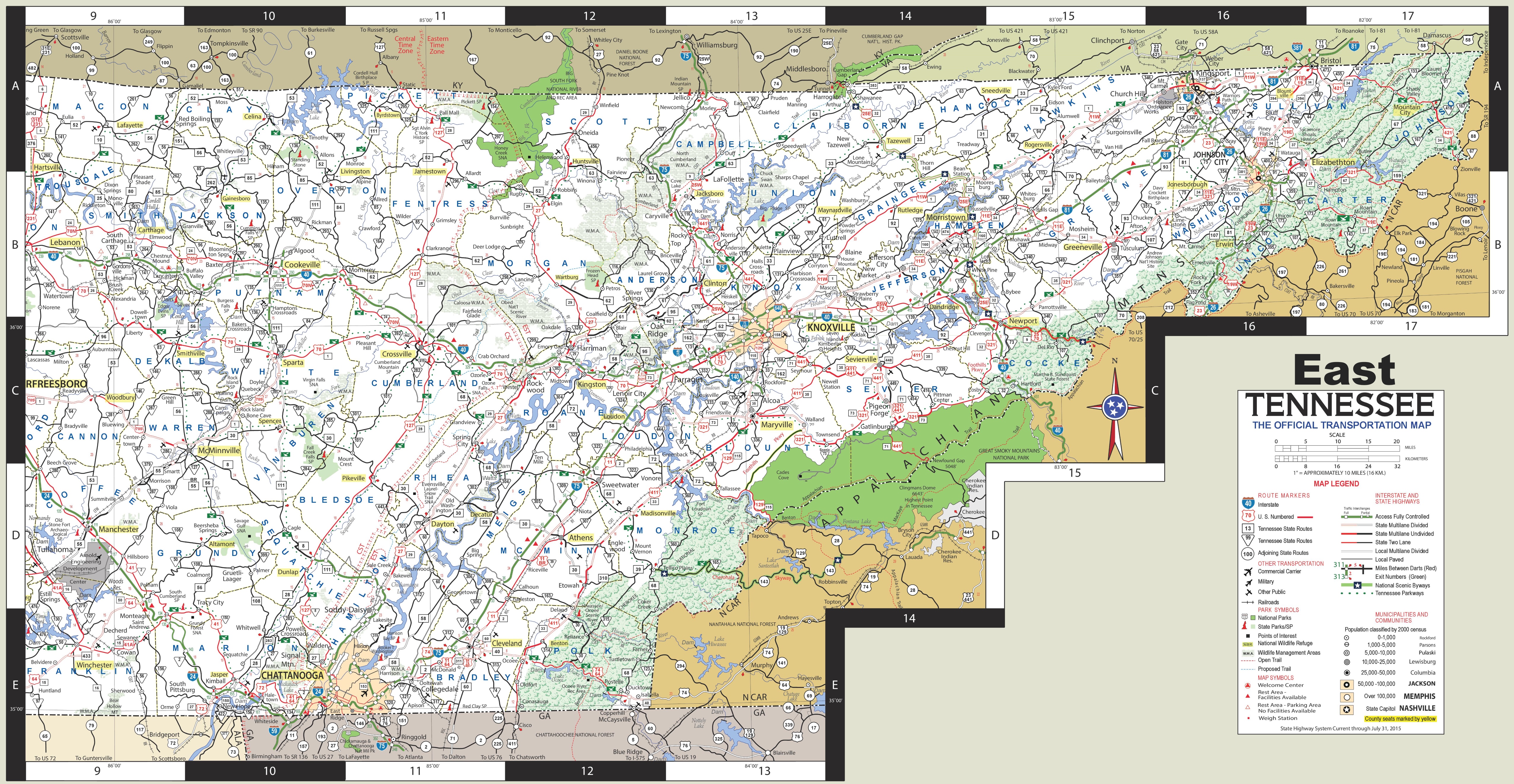 Map Of East Tn Cities Map Of East Tennessee