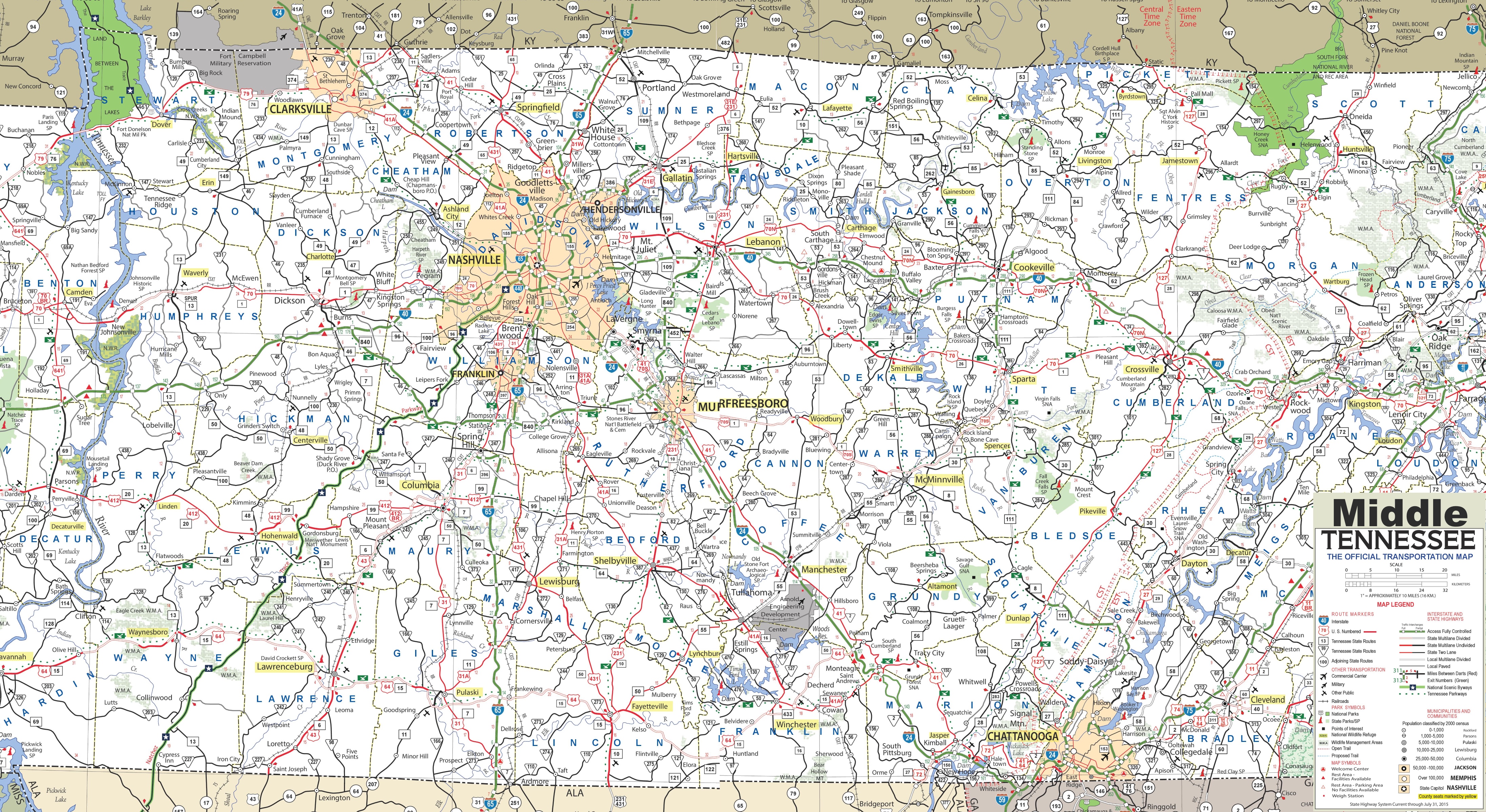 Map Of Middle Tn Cities And Towns Map Of Middle Tennessee