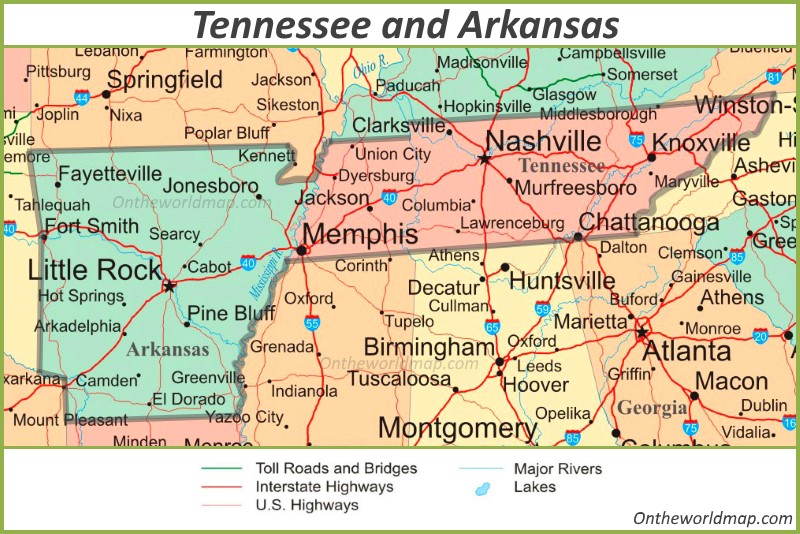 Show Me Tennessee On The Map Map Tennessee And Arkansas