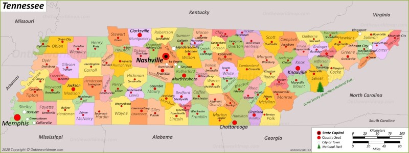 Tennessee State Map | USA | Maps of Tennessee (TN)