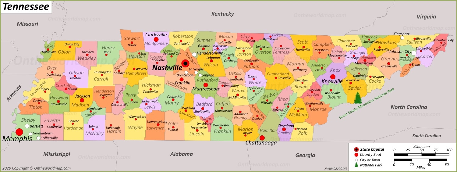Tennessee Counties Map Extra Large 60 X Laminated | mail.napmexico.com.mx