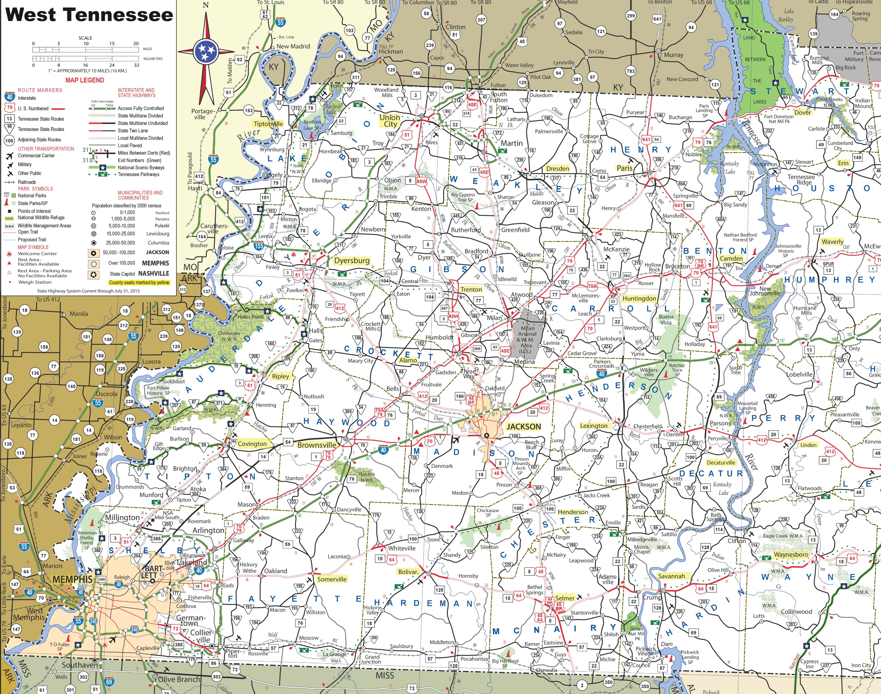 West Tn County Map Map Of West Tennessee