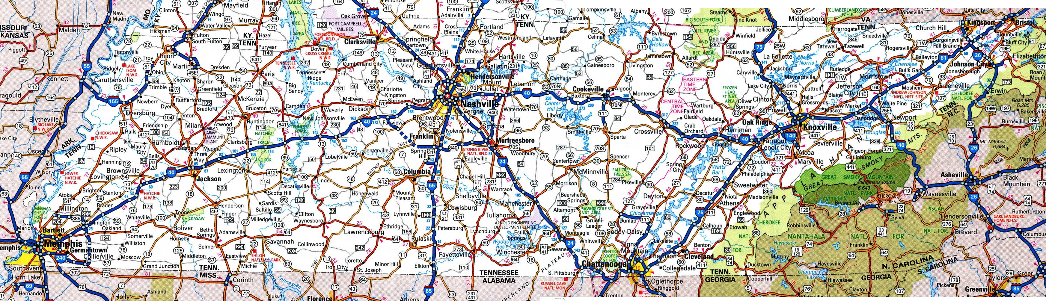 East Tennessee Road Map Tennessee Road Map