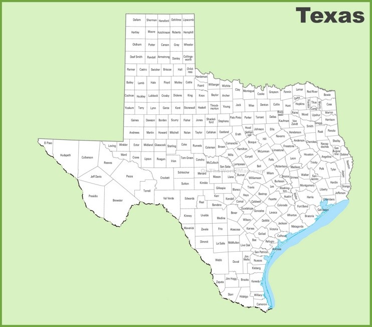 Texas county map