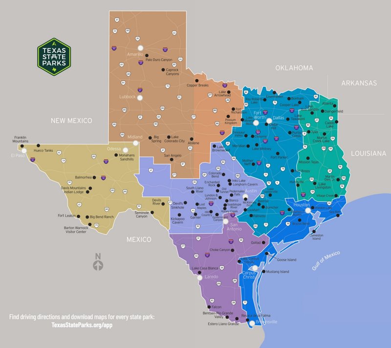 Texas State Parks Map - List of Texas state parks - Ontheworldmap.com