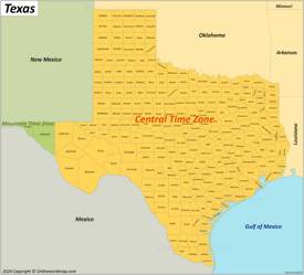 Texas Time Zones Map