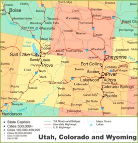 Map Of Colorado Wyoming And Montana Wyoming State Map | Usa | Maps Of Wyoming (Wy)