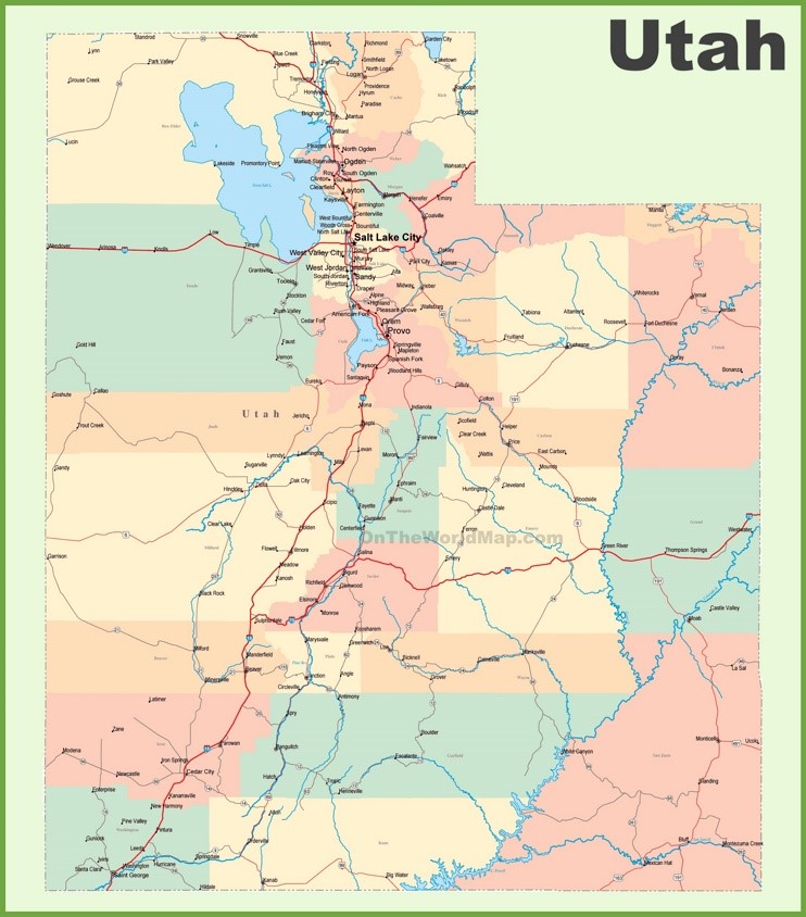 Road Map Of Utah With Cities