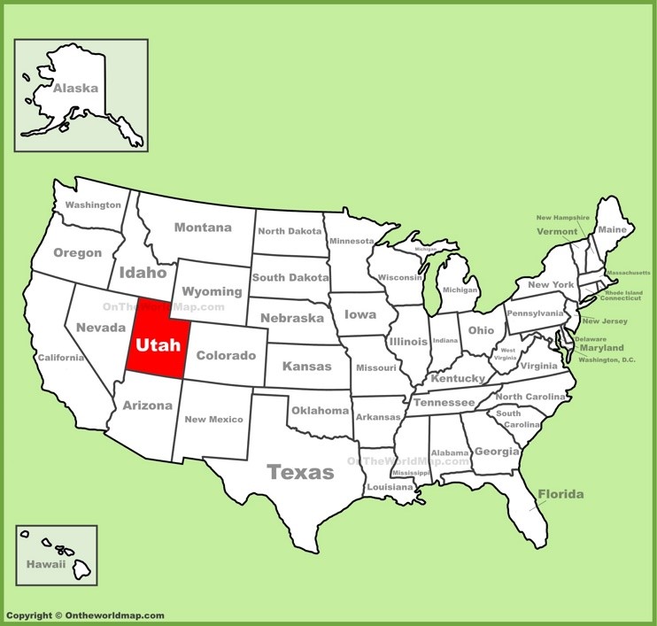 Utah location on the U.S. Map