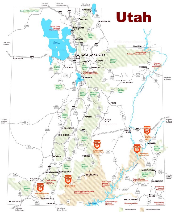 Utah tourist attractions map