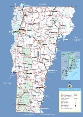 Large detailed tourist map of Vermont with cities and towns