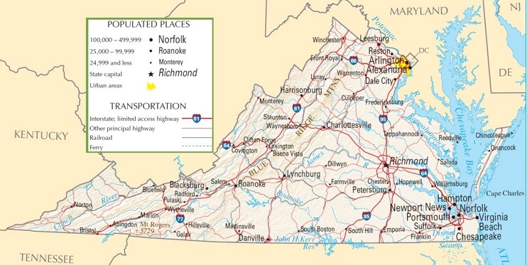 Virginia highway map