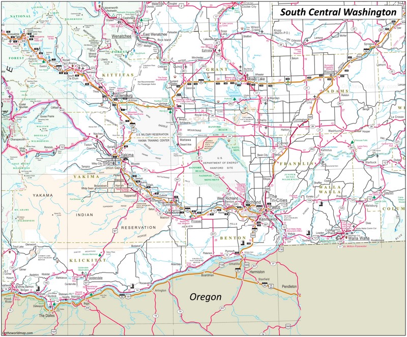 Map of South Central Washington