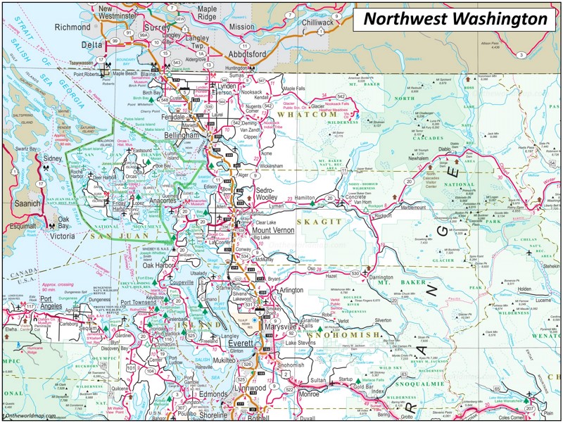 Map of Northwest Washington
