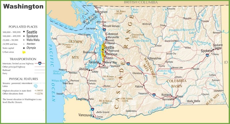 Washington highway map