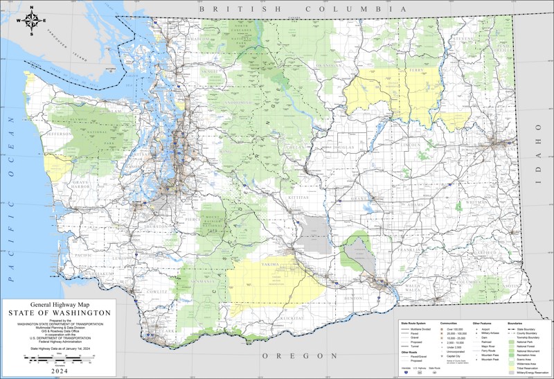 Washington national parks, forests and monuments map