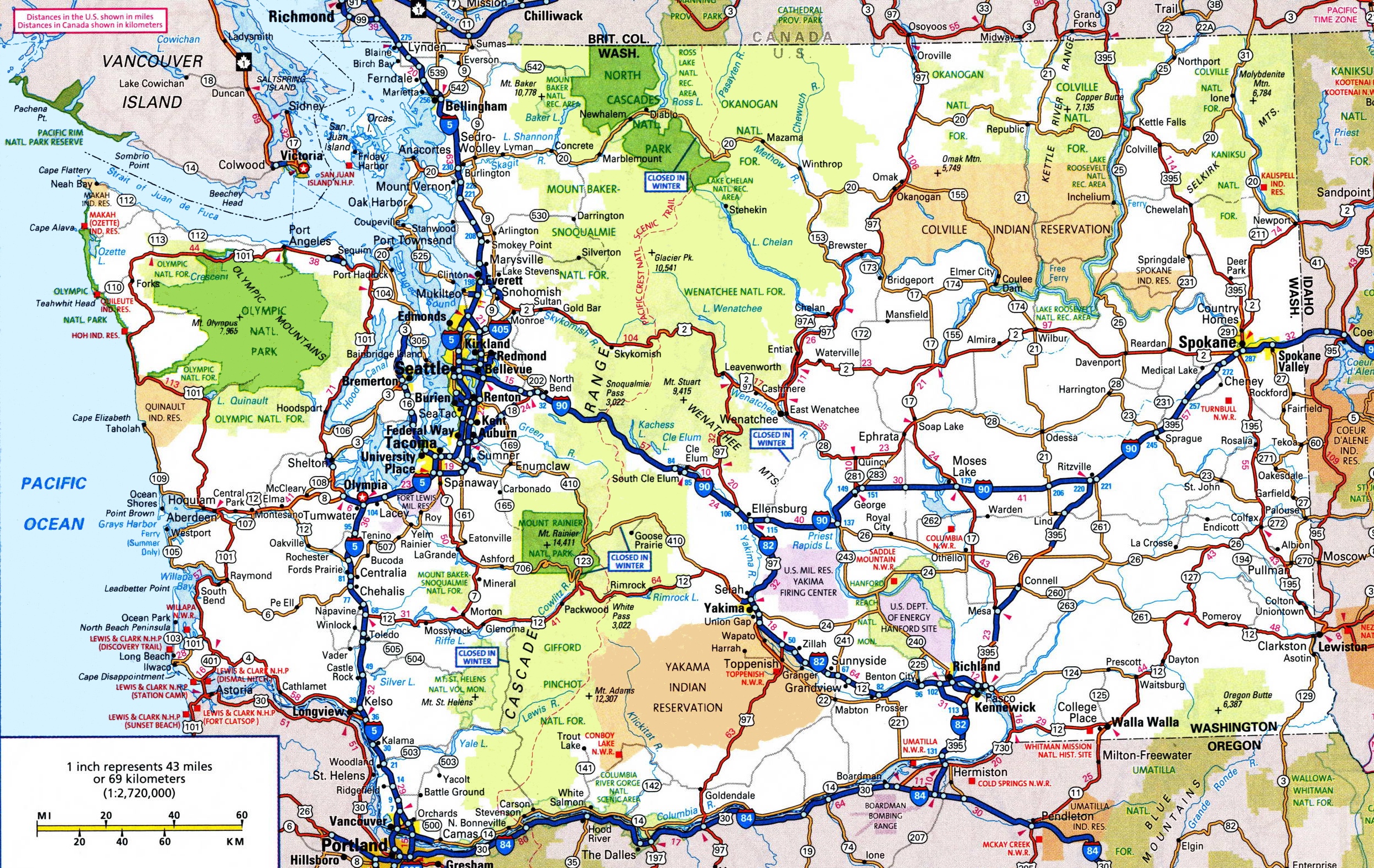 Map Of Wa State Washington Road Map