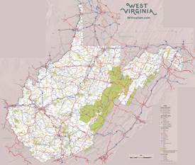 Large Detailed Tourist Map of West Virginia