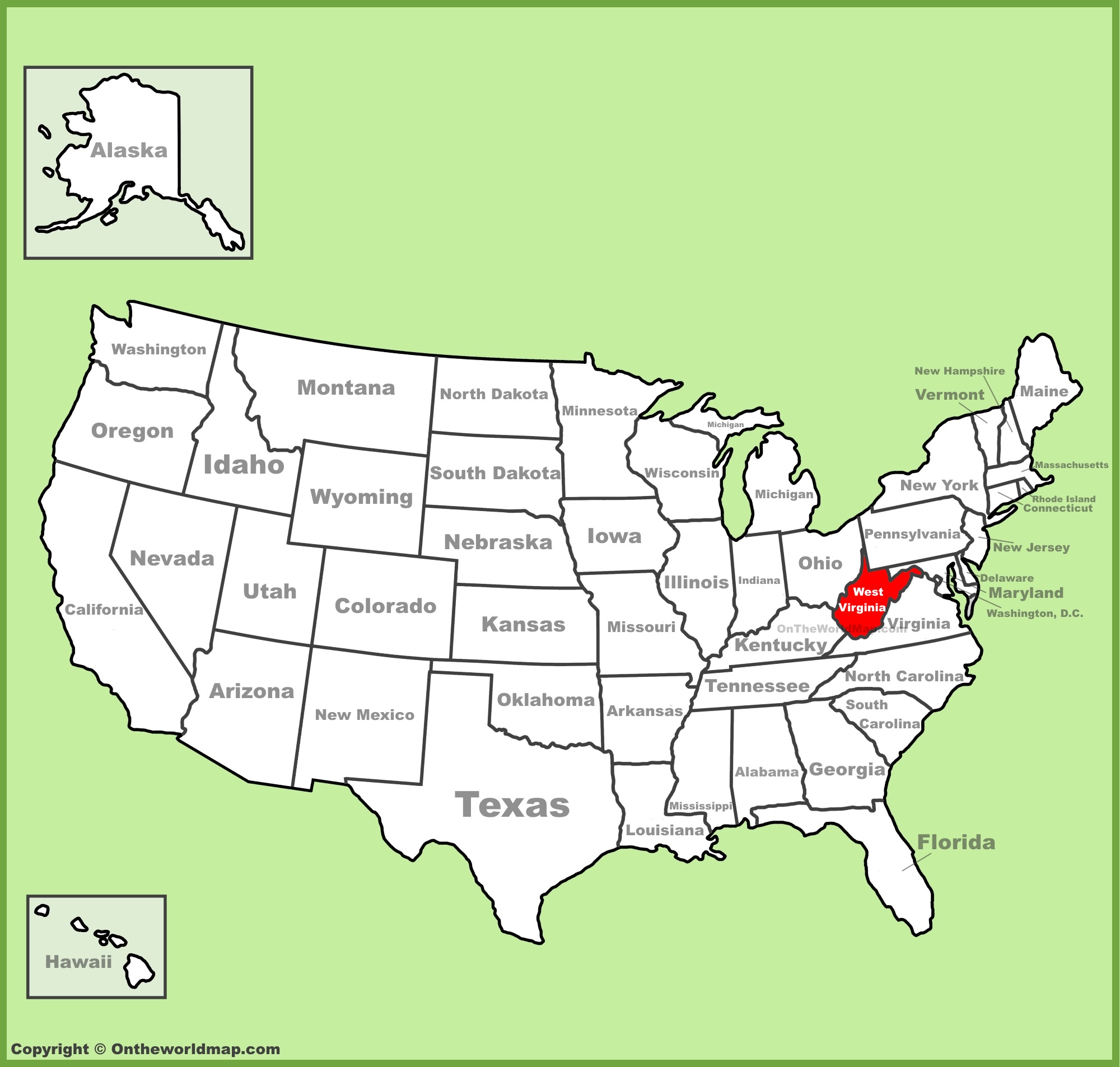 West Virginia In Us Map West Virginia Location On The U.s. Map