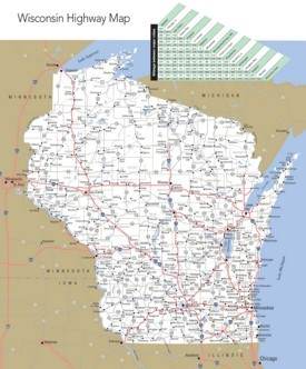 Large detailed map of Wisconsin with cities and towns